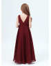 Cowl Neck Burgundy Chiffon Latest Junior Bridesmaid Dress